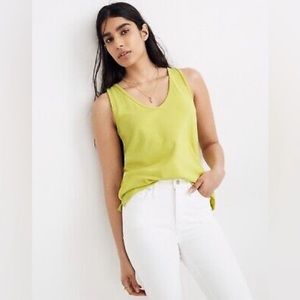 Madewell Lime Green V-Neck Tank Top Medium